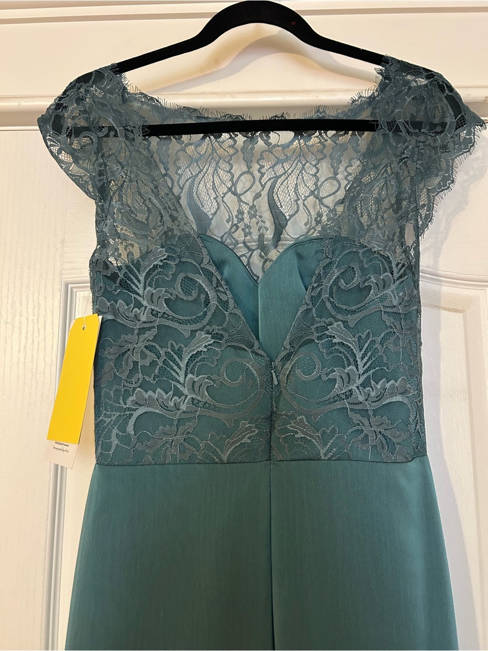 Jim Hjelm Occasions Teal Lace Chiffon Maxi Dress Size 10 NWT - Picture 5 of 8